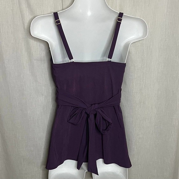 Land’s End Women's Purple Twist Front Lined & Lightly Padded Tankini Top Sz 2 - Picture 2 of 12